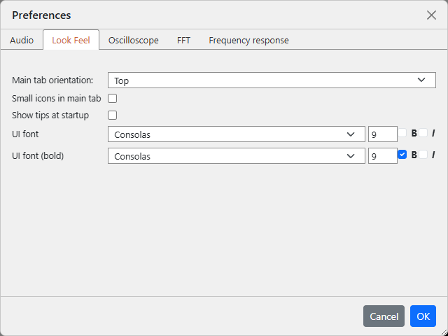 Preferences - Look & Feel tab